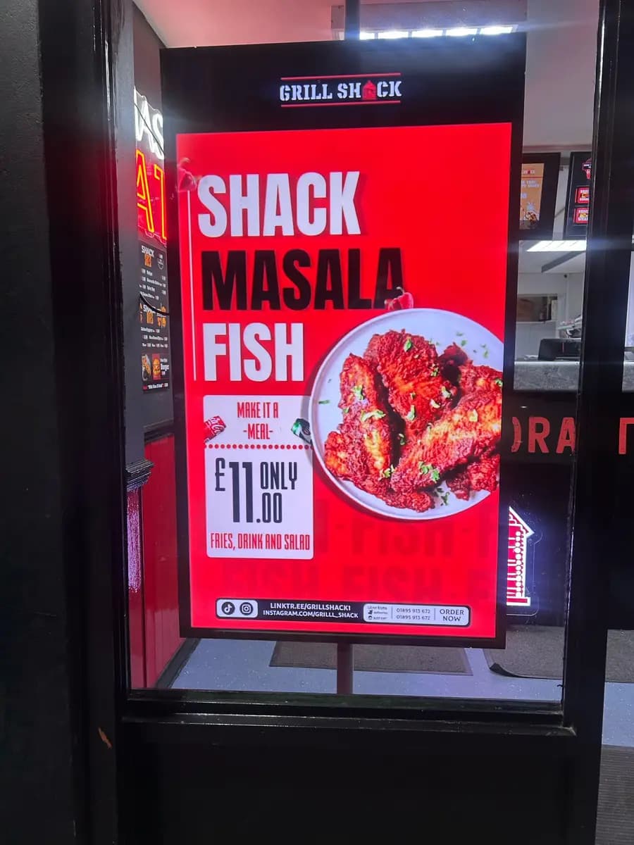 Takeaway menu screen
