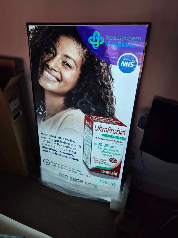 Digital signage screen in a salon or beauty space showcasing offers.